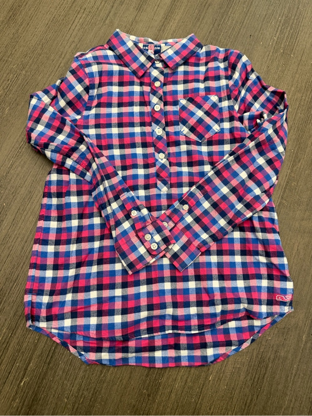 Vineyard Vines Girls' Plaid Button-Down Shirt - Pink, Blue & White